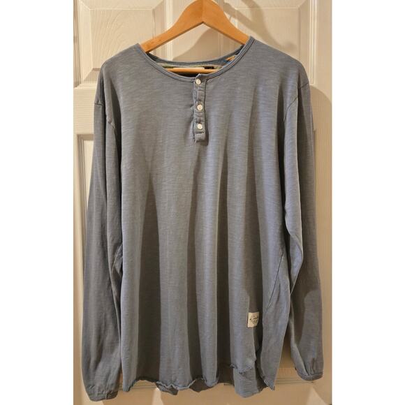 Kinetix Shirt Casual Luxury Long Sleeve Henley Blue Heather Cotton Mens Large - Picture 2 of 9